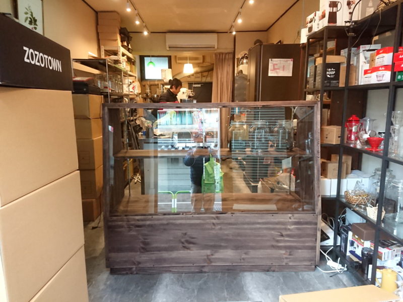 対面販売用ガラスショーケース(コーヒー豆)